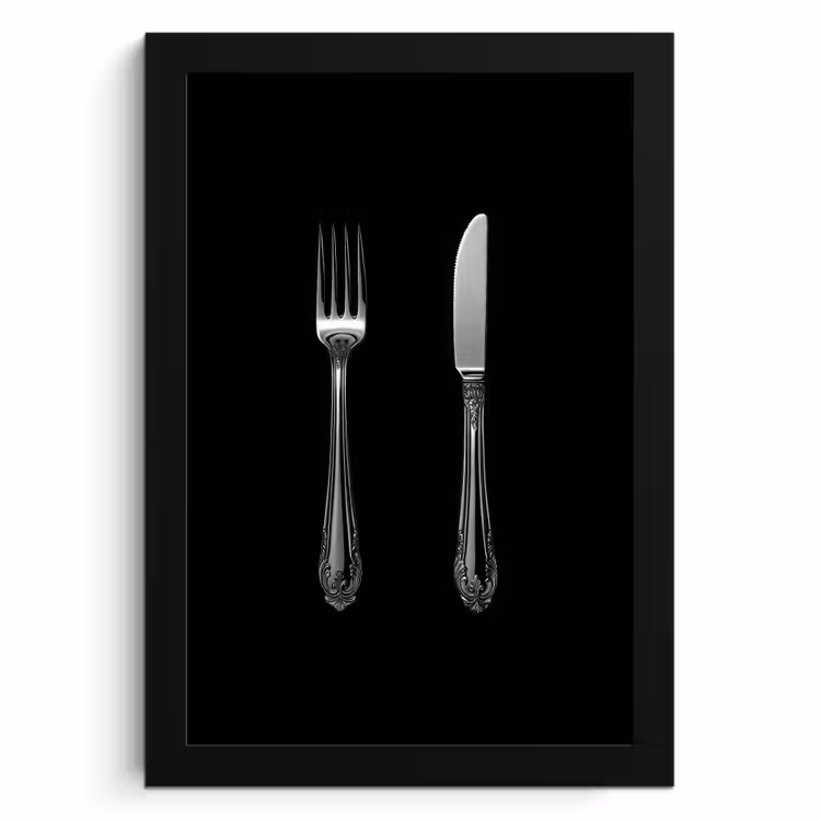 Cornice per foto - Forchetta - Coltello - Argento — 1