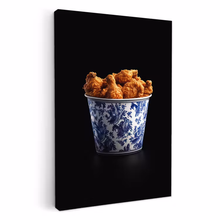 Dipinti su tela - Pollo - Secchio - Blu Delft - Gustoso — 1