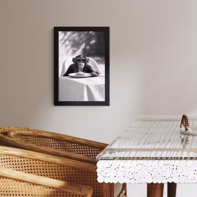 KitchenYeah - Cucina - Cornice per foto - Scimmia - Spaghetti - Occhiali da sole - Bianco e nero - Cool - Animale — 3