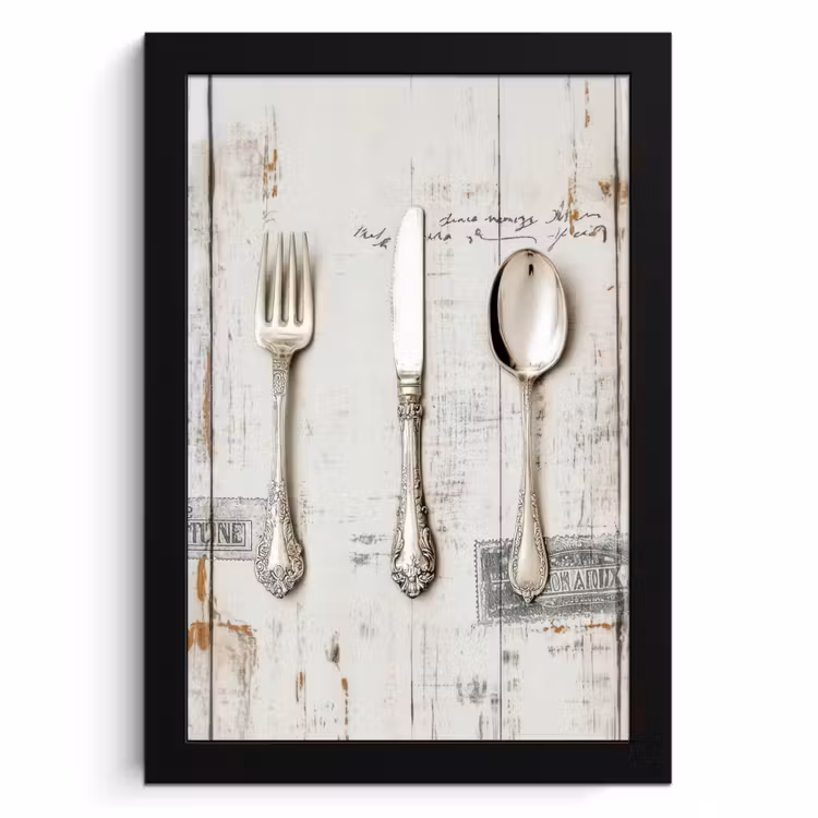 Cornice per foto - Argento - Posate - Legno — 1
