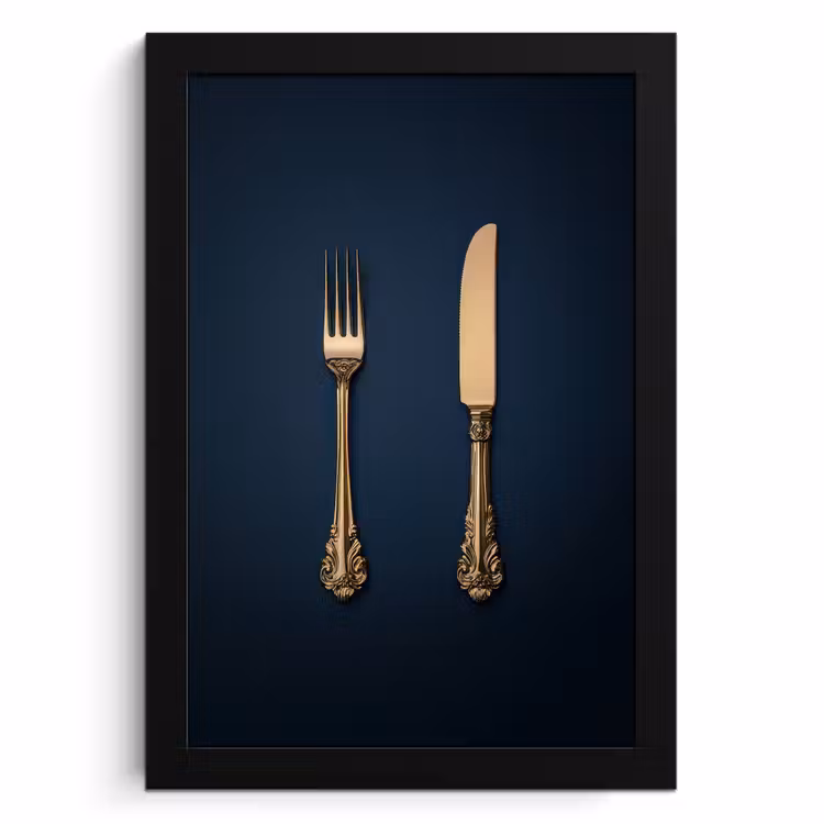 Cornice per foto - Posate - Blu scuro - Oro — 1