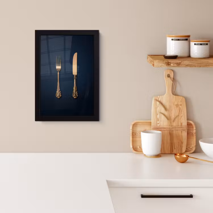 Cornice per foto - Posate - Blu scuro - Oro — 2