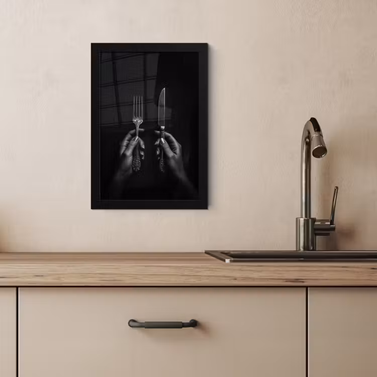 Cornice per foto - Posate - Nero - Bianco — 3