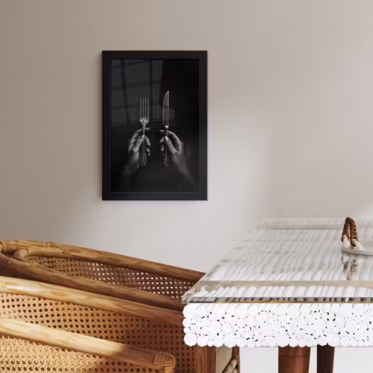 Cornice per foto - Posate - Nero - Bianco — 4
