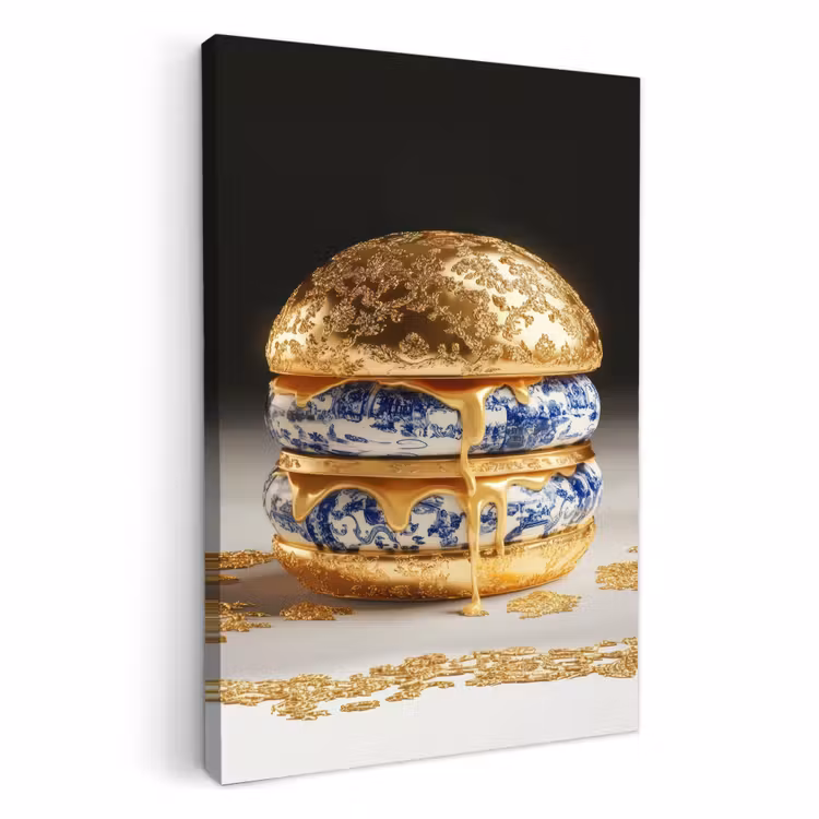 Dipinti su tela - Blu Delft - Oro - Cittadino — 1
