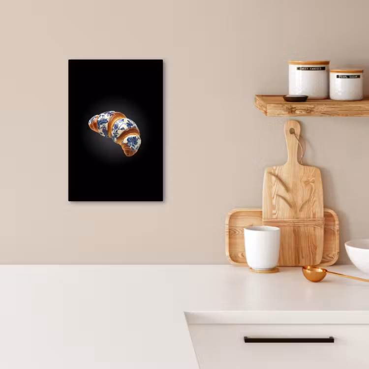 Dipinti su tela - Croissant - Motivo floreale - Blu Delft — 3