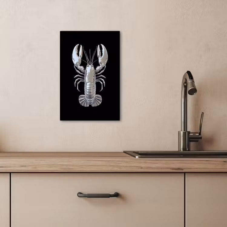 Dipinti su tela - Aragosta - Argento - Metallizzato - Lusso — 4