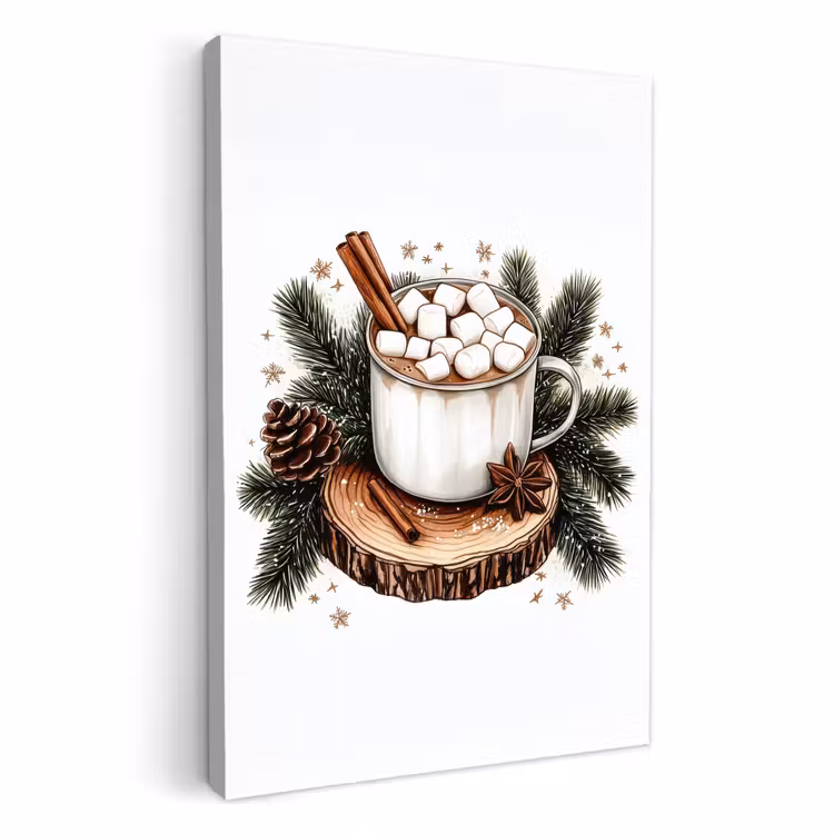 Dipinti su tela - Inverno - Legno - Cioccolato al latte - Bevanda - Natale — 1