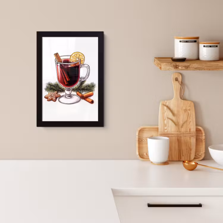 KitchenYeah - Cucina - Cornice per foto - Vino - Bere - Gluhwein - Inverno - Illustrazione - Natale — 3