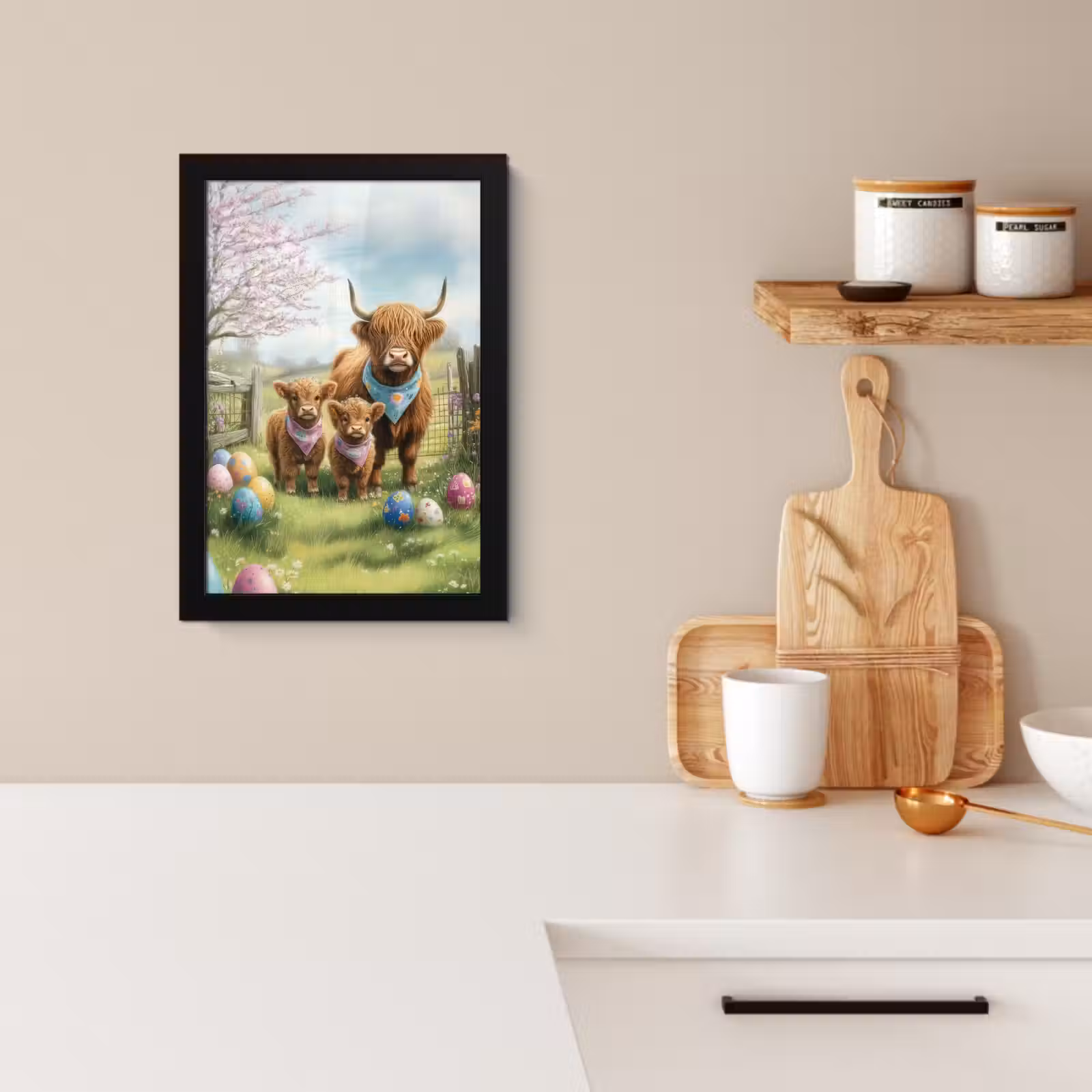 Cornice per foto - Highlander scozzesi - Uova di Pasqua - Primavera — 1