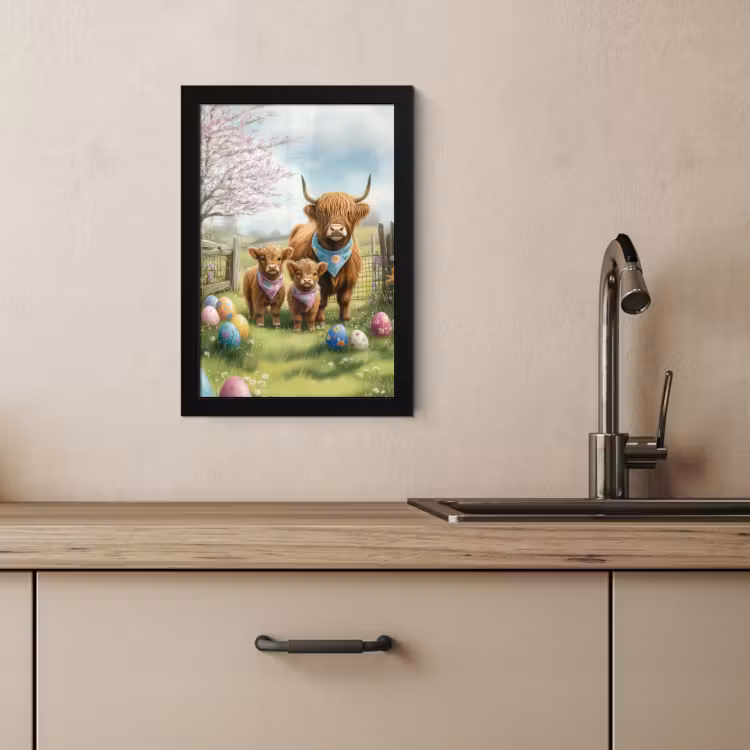 Cornice per foto - Highlander scozzesi - Uova di Pasqua - Primavera — 2
