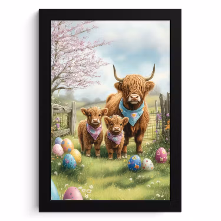 Cornice per foto - Highlander scozzesi - Uova di Pasqua - Primavera — 4