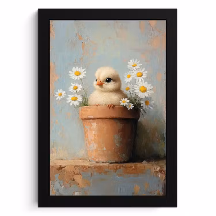 Cornice per foto - Vaso di fiori - Pulcino - Fiori — 1