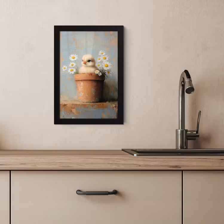 Cornice per foto - Vaso di fiori - Pulcino - Fiori — 2