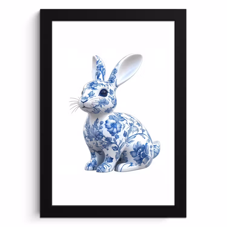 Cornice per foto - Blu Delft - Coniglietto - Bianco — 1