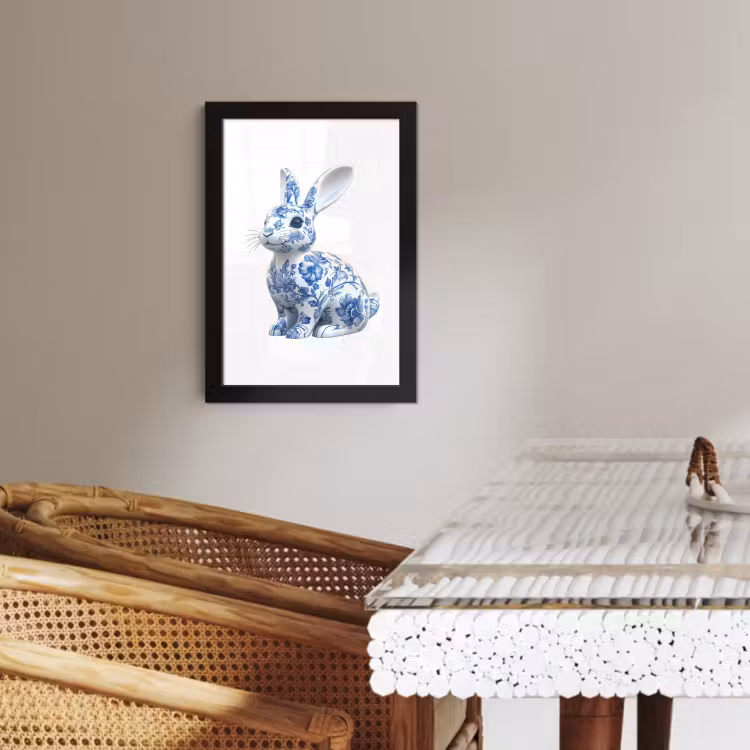 Cornice per foto - Blu Delft - Coniglietto - Bianco — 2