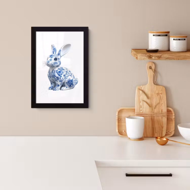 Cornice per foto - Blu Delft - Coniglietto - Bianco — 4