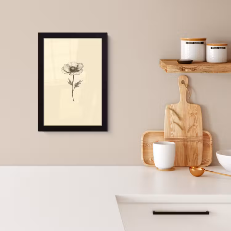KitchenYeah - Cucina - Cornice per foto - Papavero - Illustrazione - Nero — 3