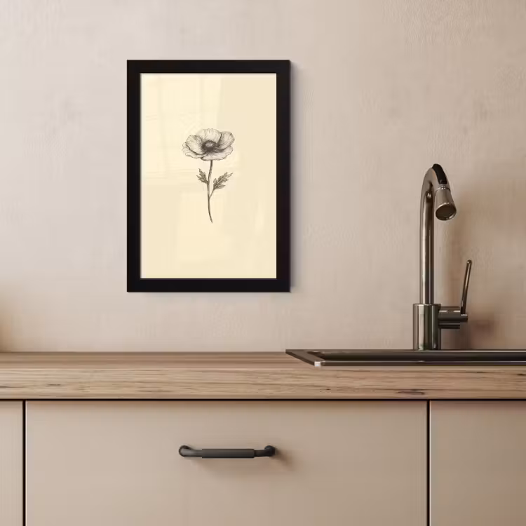 KitchenYeah - Cucina - Cornice per foto - Papavero - Illustrazione - Nero — 4