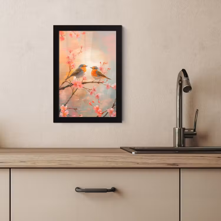 KitchenYeah - Cucina - Cornice per foto - Pettirosso - Ornamentale - Ramo in fiore — 3