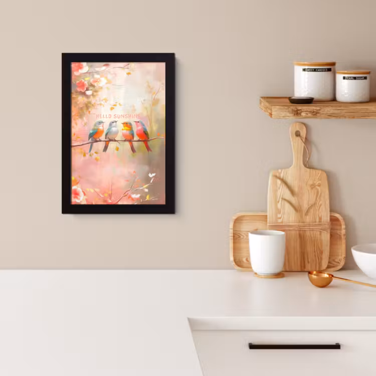 KitchenYeah - Cucina - Cornice per foto - Uccelli - Ramo - Citazione - Rosa — 4