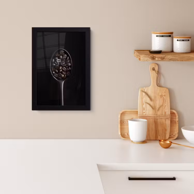 KitchenYeah - Cucina - Cornice per foto - Chicchi di caffè - Cucchiaio - Nero — 2
