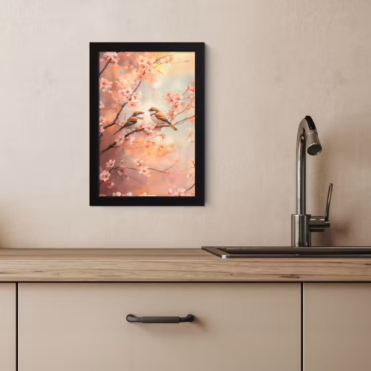 KitchenYeah - Cucina - Cornice per foto - Uccelli - Romantico - Ramo di fiori — 2