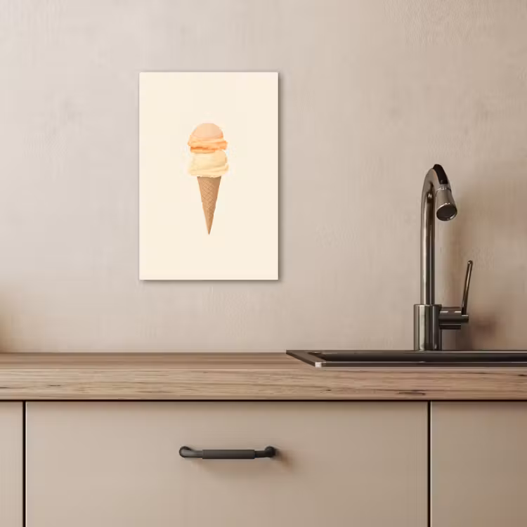 Dipinti su tela - Minimalista - Paletta per gelato - Corno - Beige — 3