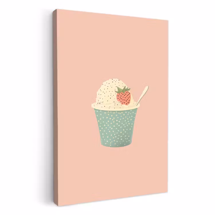 Dipinti su tela - Vassoio - Gelato - Fragola - Rosa — 1