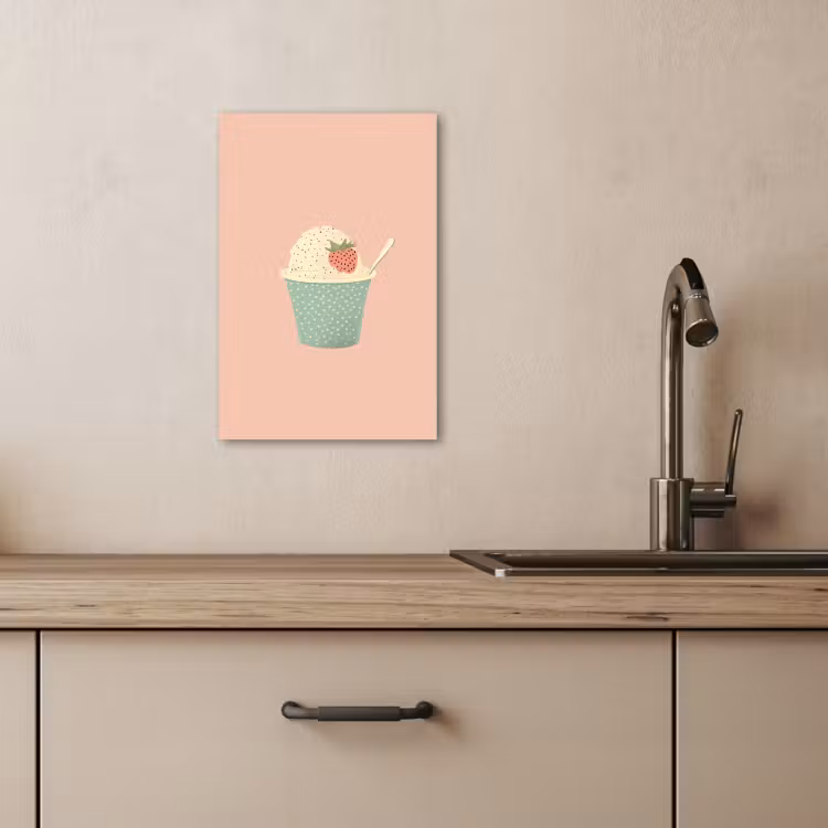 Dipinti su tela - Vassoio - Gelato - Fragola - Rosa — 3