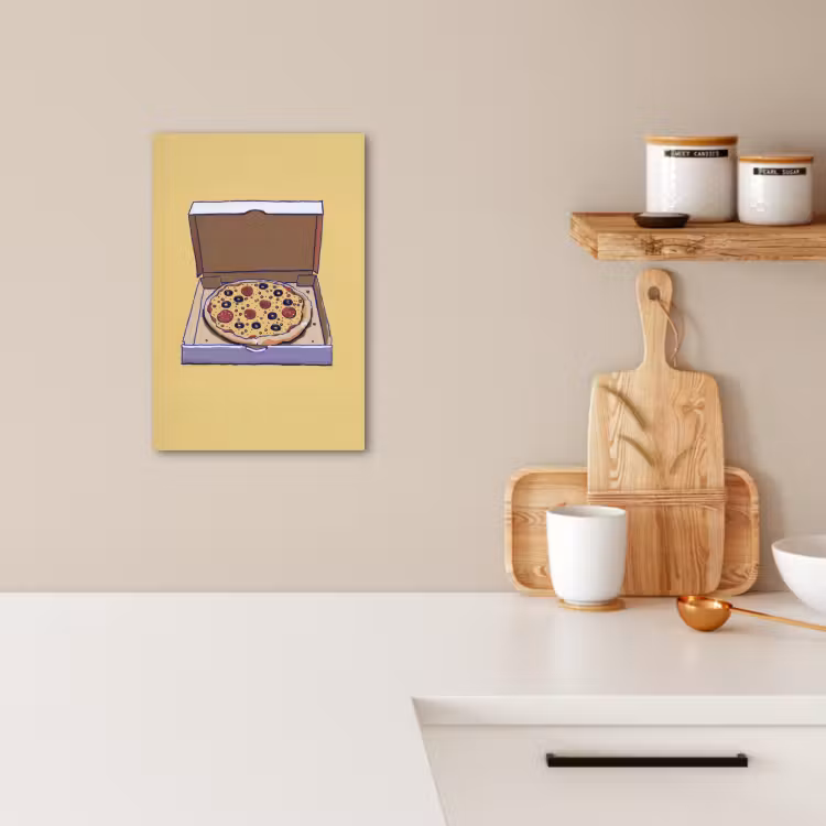 Dipinti su tela - Pizza - Scatola - Salame - Illustrazione — 1