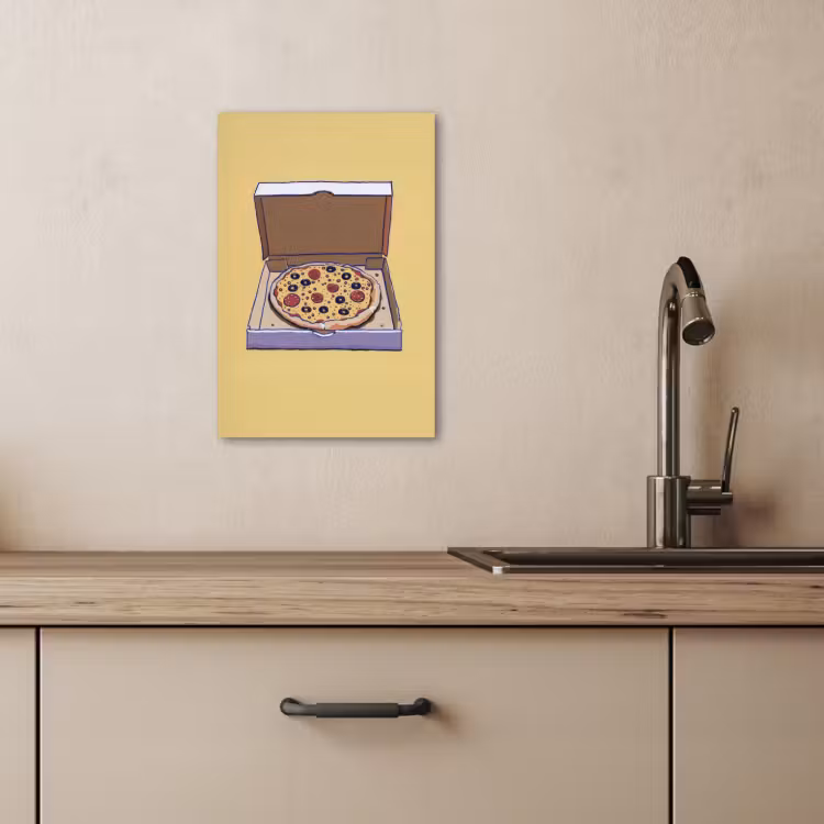 Dipinti su tela - Pizza - Scatola - Salame - Illustrazione — 3
