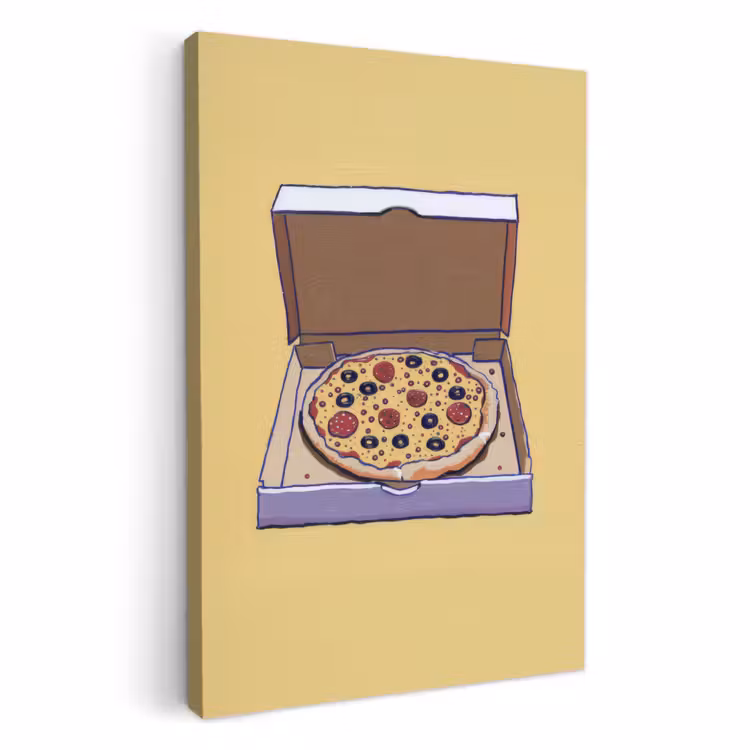 Dipinti su tela - Pizza - Scatola - Salame - Illustrazione — 4