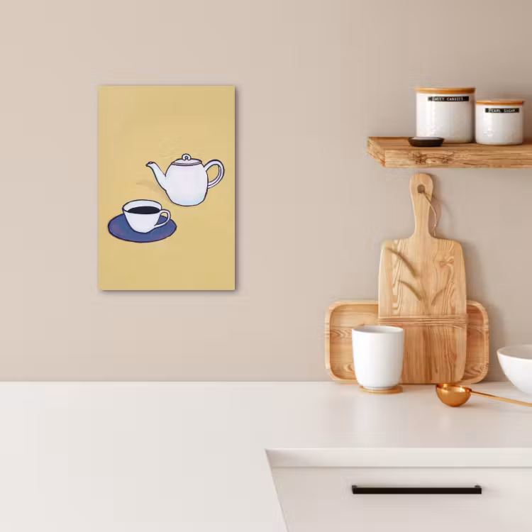 Dipinti su tela - Teiera - Tazza - Beige - Illustrazione — 3