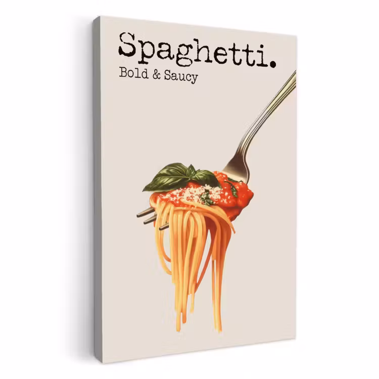 Dipinti su tela - Spaghetti - salsa di pomodoro - parmigiano — 1