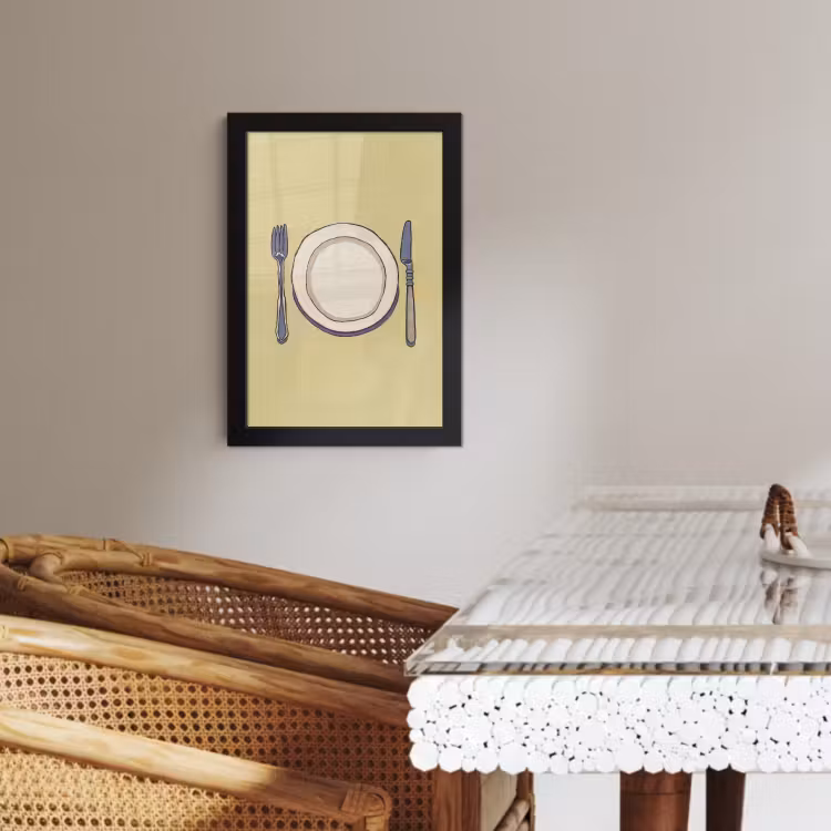 KitchenYeah - Cucina - Cornice per foto - Illustrazione - Piatto - Posate - Beige — 3