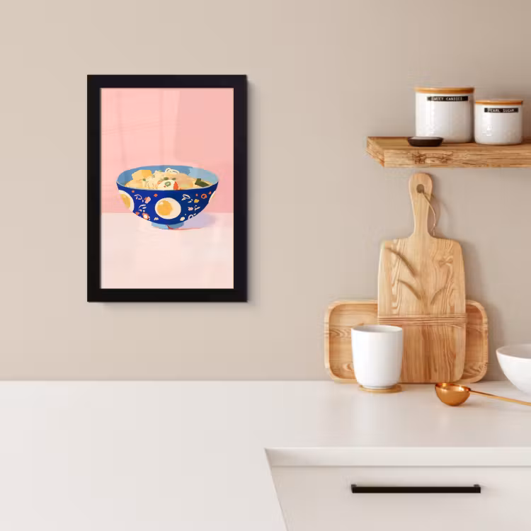 KitchenYeah - Cucina - Cornice per foto - Tagliatelle - Ciotola - Blu - Illustrazione — 3