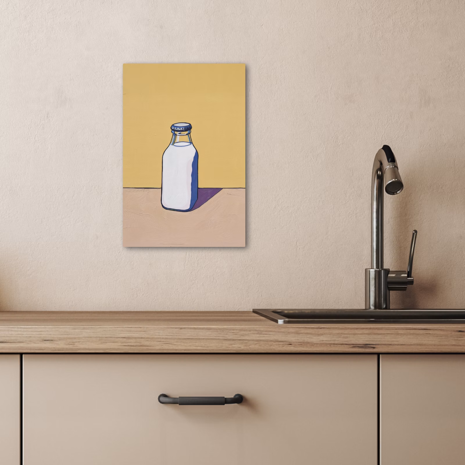 Dipinti su tela - Bicchieri - Bottiglia - Illustrazione - Latte — 1