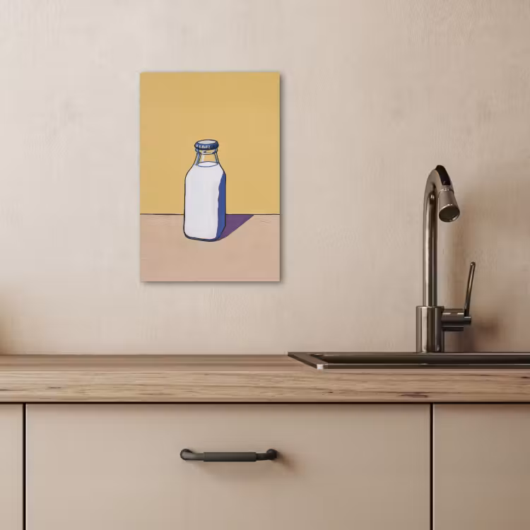Dipinti su tela - Bicchieri - Bottiglia - Illustrazione - Latte — 1
