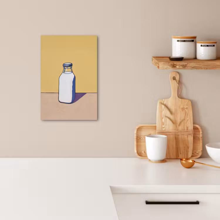 Dipinti su tela - Bicchieri - Bottiglia - Illustrazione - Latte — 2