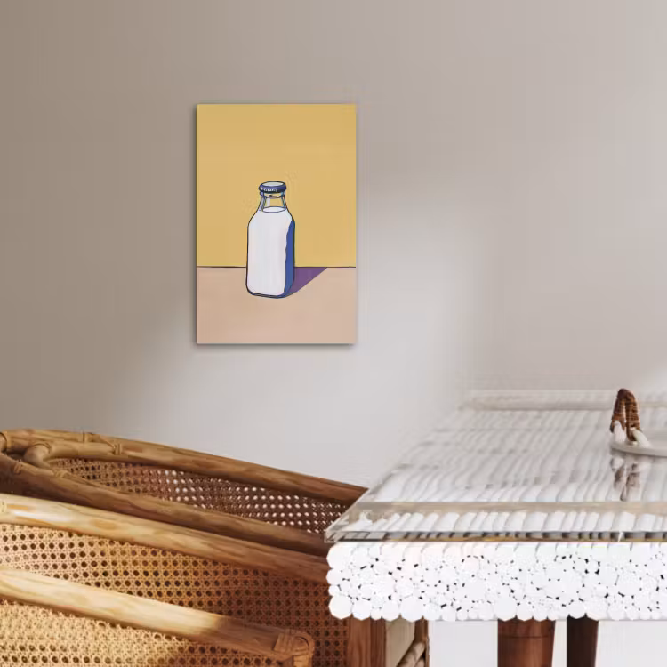 Dipinti su tela - Bicchieri - Bottiglia - Illustrazione - Latte — 3