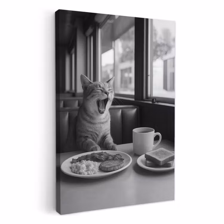 Dipinti su tela - Gatto - Caffè - Pane - Nero — 3