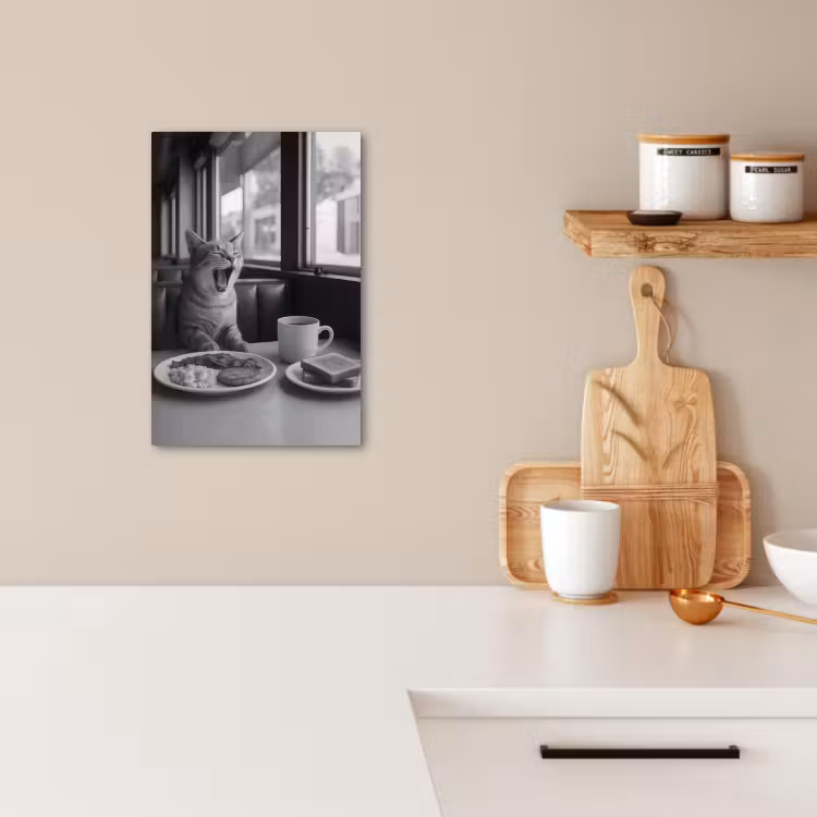 Dipinti su tela - Gatto - Caffè - Pane - Nero — 4