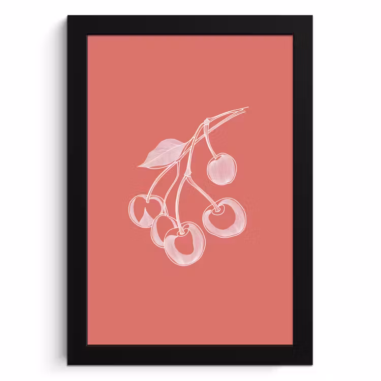 KitchenYeah - Cucina - Cornice per foto - Illustrazione della linea - Ciliegio - Ramo - Bianco — 1