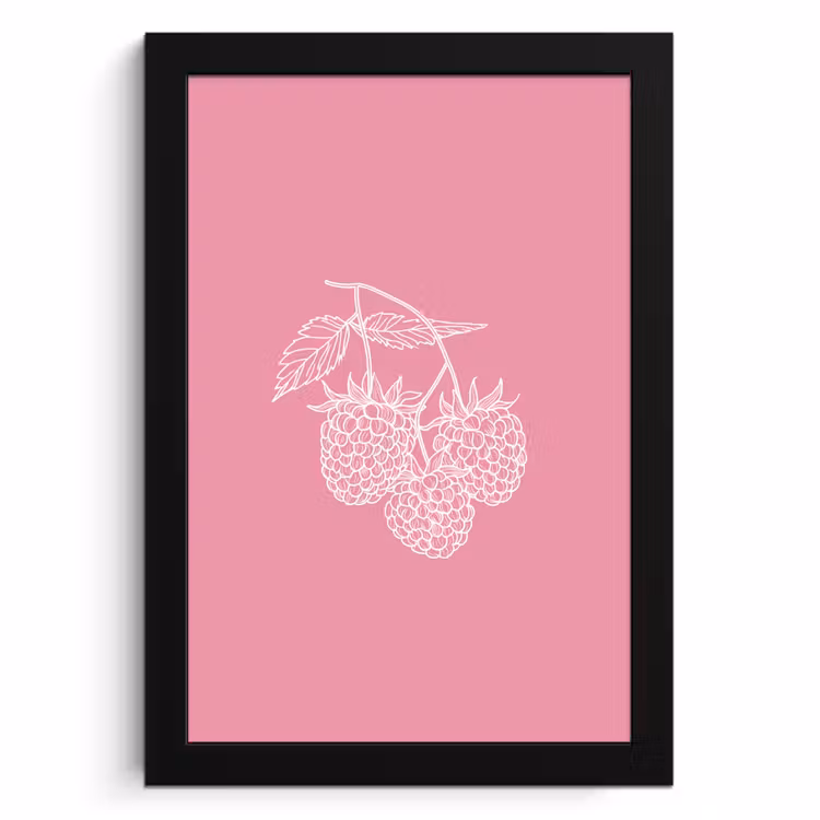 KitchenYeah - Cucina - Cornice per foto - Lamponi - Gambo - Disegnato - Rosa — 1