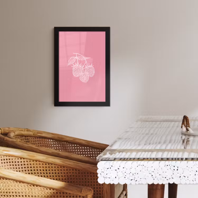 KitchenYeah - Cucina - Cornice per foto - Lamponi - Gambo - Disegnato - Rosa — 3