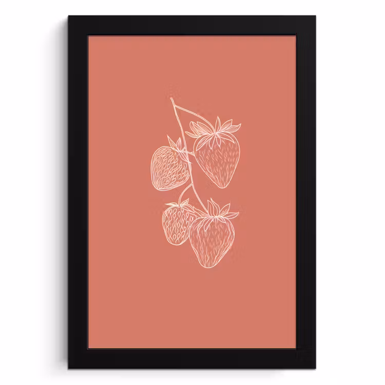 KitchenYeah - Cucina - Cornice per foto - Minimalista - Illustrazione - Fragola - Ramo — 1