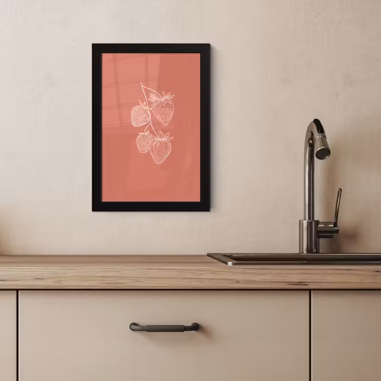 KitchenYeah - Cucina - Cornice per foto - Minimalista - Illustrazione - Fragola - Ramo — 2