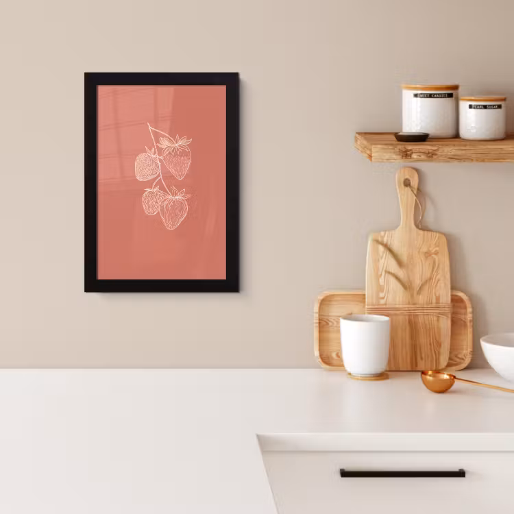 KitchenYeah - Cucina - Cornice per foto - Minimalista - Illustrazione - Fragola - Ramo — 4