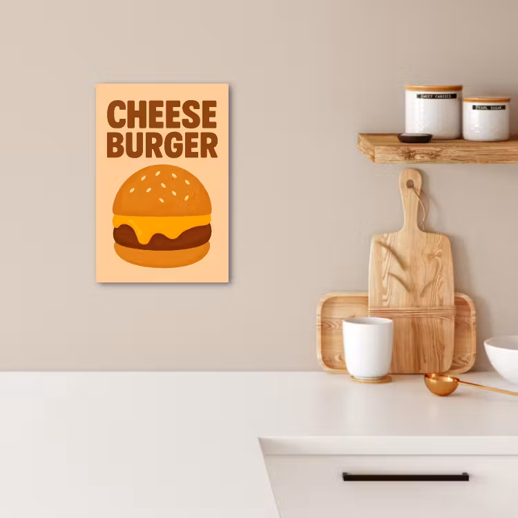 Dipinti su tela - Cheeseburger - Minimalista - Giallo — 1